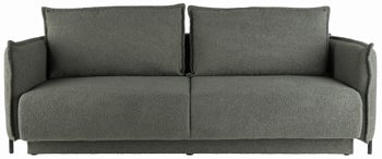 Sofa 3-os. rozkładana z pojemnikiem tkanina boucle now or never ciemnozielona 226 cm – obraz-1