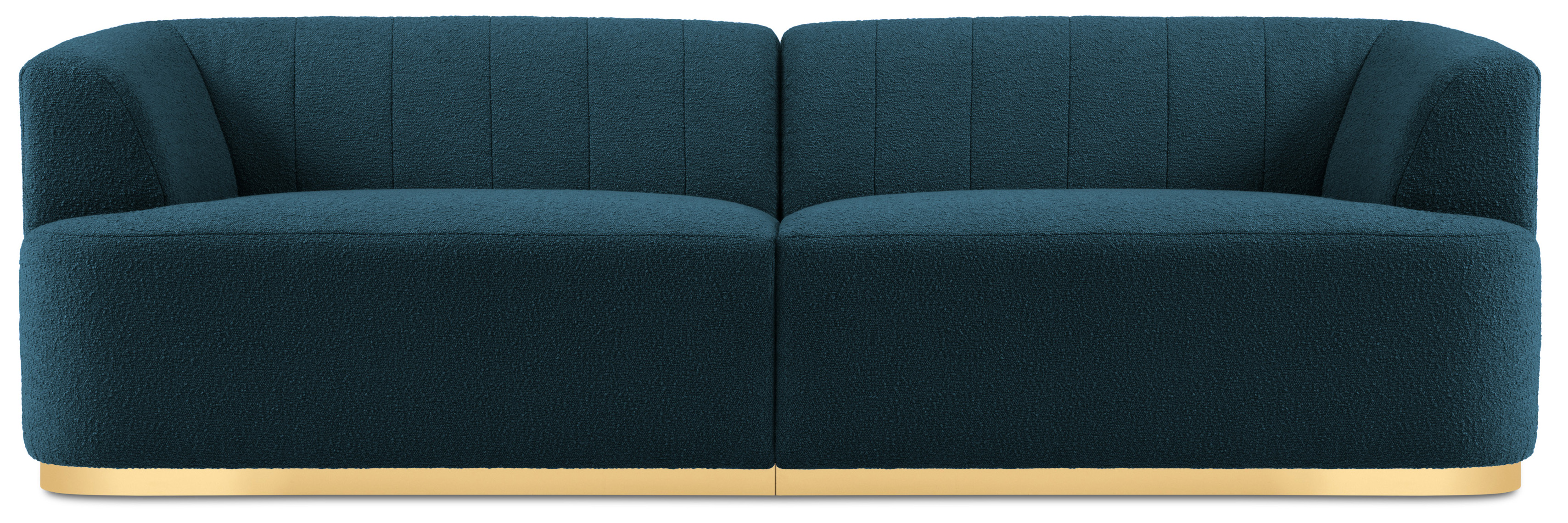 Sofa 3-os. tapicerka boucle niebieska 240 cm – obraz-1