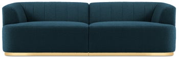 Sofa 3-os. tapicerka boucle niebieska 240 cm – obraz-1