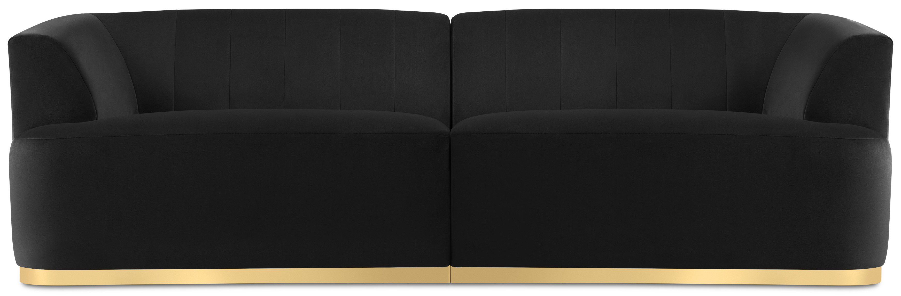 Sofa 3-os. tapicerka welurowa czarna 240 cm – obraz-1