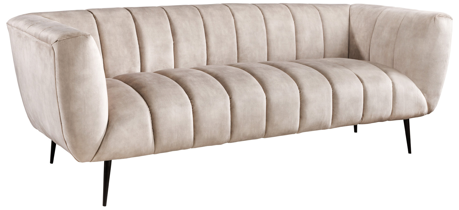Sofa aksamitna szampańska z metalowymi nogami w stylu nowoczesnym 225 cm – grafika-1.