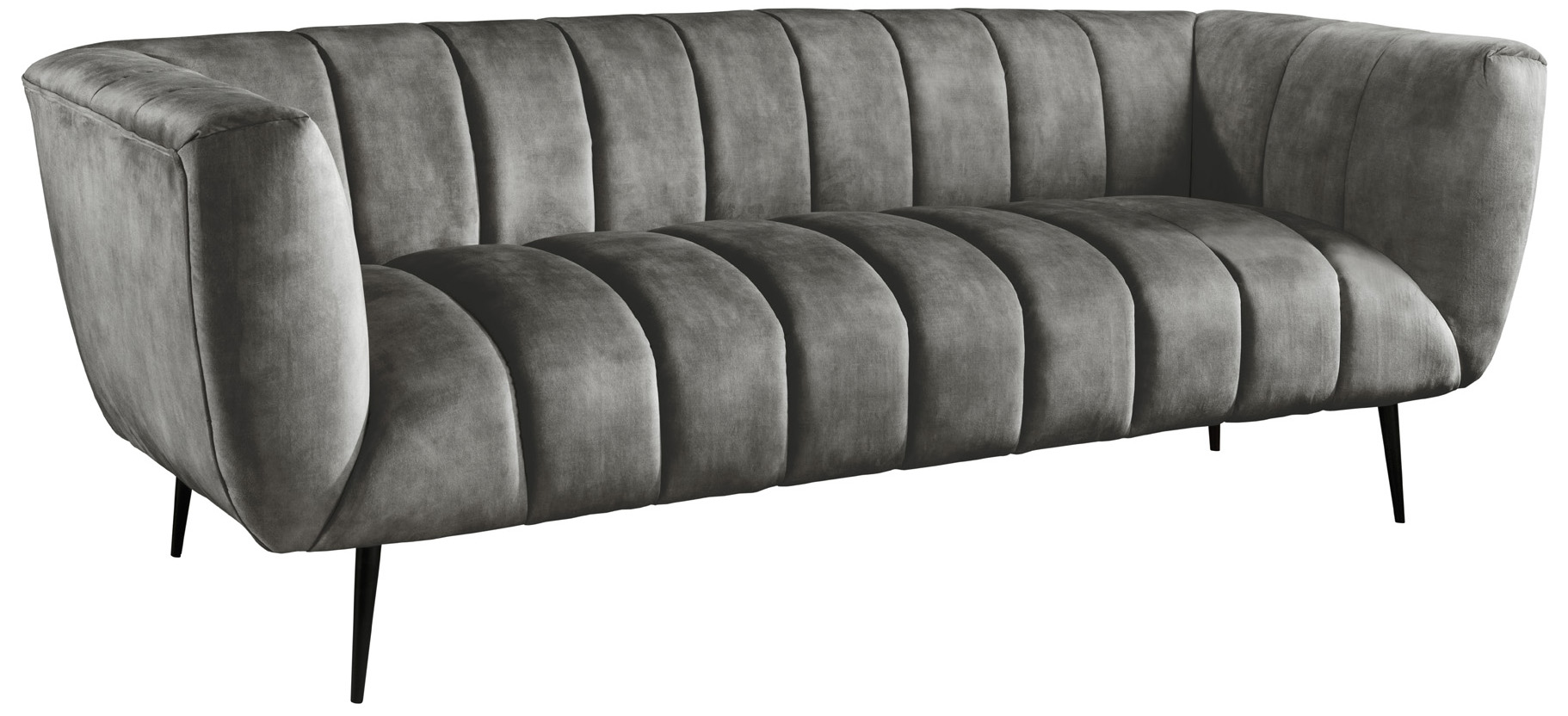 Sofa aksamitna szara z metalowymi nogami 225 cm elegancki styl – grafika-1.
