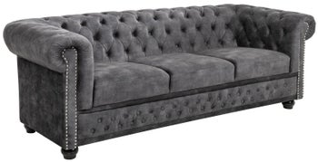 Sofa aksamitna szara 3-osobowa do salonu styl nowoczesny – grafika-1.