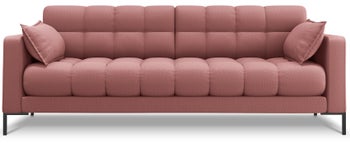 Sofa 3 osobowa pikowana różowa nogi czarne 177x92 cm – obraz-1