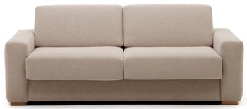 Sofa 3-osobowa rozkładana beżowa 224 cm – obraz-1