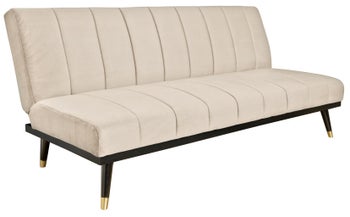 Beżowa sofa 3-osobowa z rozkładanym mechanizmem i drewnianymi nogami – grafika-1.