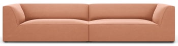 Sofa 4-os. do salonu tapicerowana welur różowa 302x93 cm – obraz-1