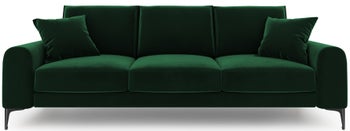 Sofa 4-os. welurowa na czarnych nogach butelkowa zieleń 237x102 cm – obraz-1