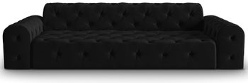 Sofa 4-osobowa pikowana welurowa czarna 255 cm – obraz-1