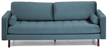 Sofa 3 osobowa niebieska nogi czarne 222x98 cm – obraz-1
