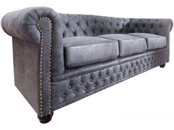 Antyczna szara sofa Chesterfield 200 cm stylizowana na klasykę w sofach – grafika-1.