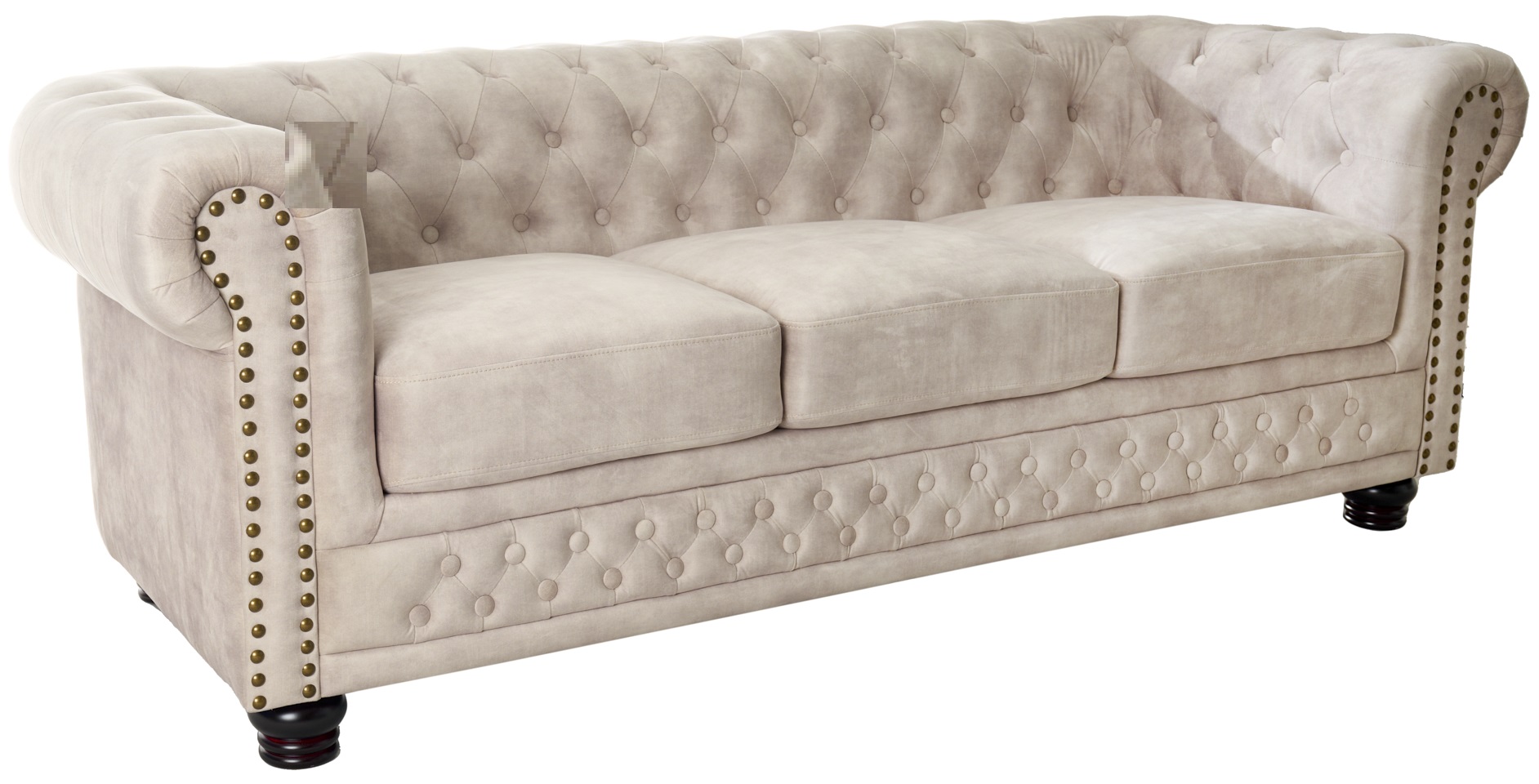 Sofa do salonu z aksamitnego poliesteru w szampańskim kolorze o nowoczesnym stylu – grafika-1.