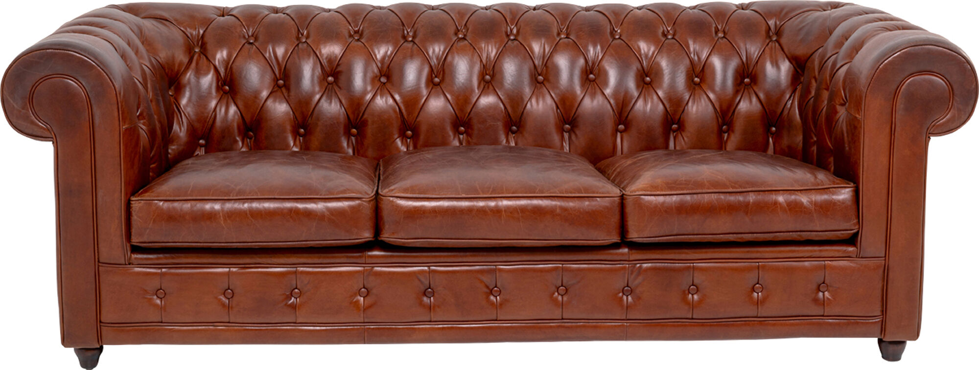 Sofa Chesterfield 3-plazas Marrón Claro 261cm – Imagen-1.