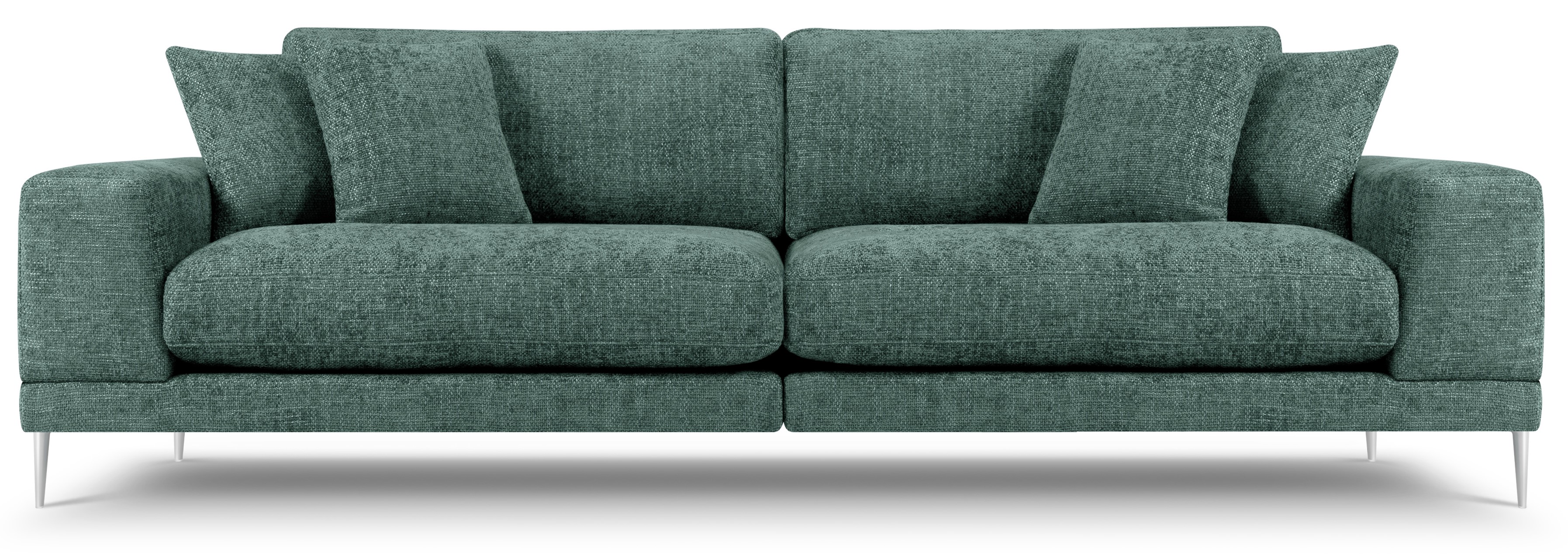 Sofa dla 4 osób z tkaniny Chenille miętowa 286x122 cm – obraz-1