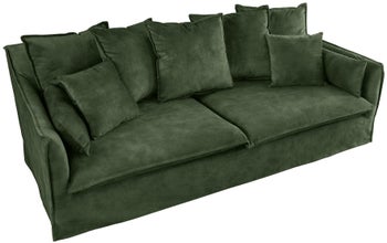 Sofa do salonu poliester aksamit ciemnozielona 210 cm – grafika-1.