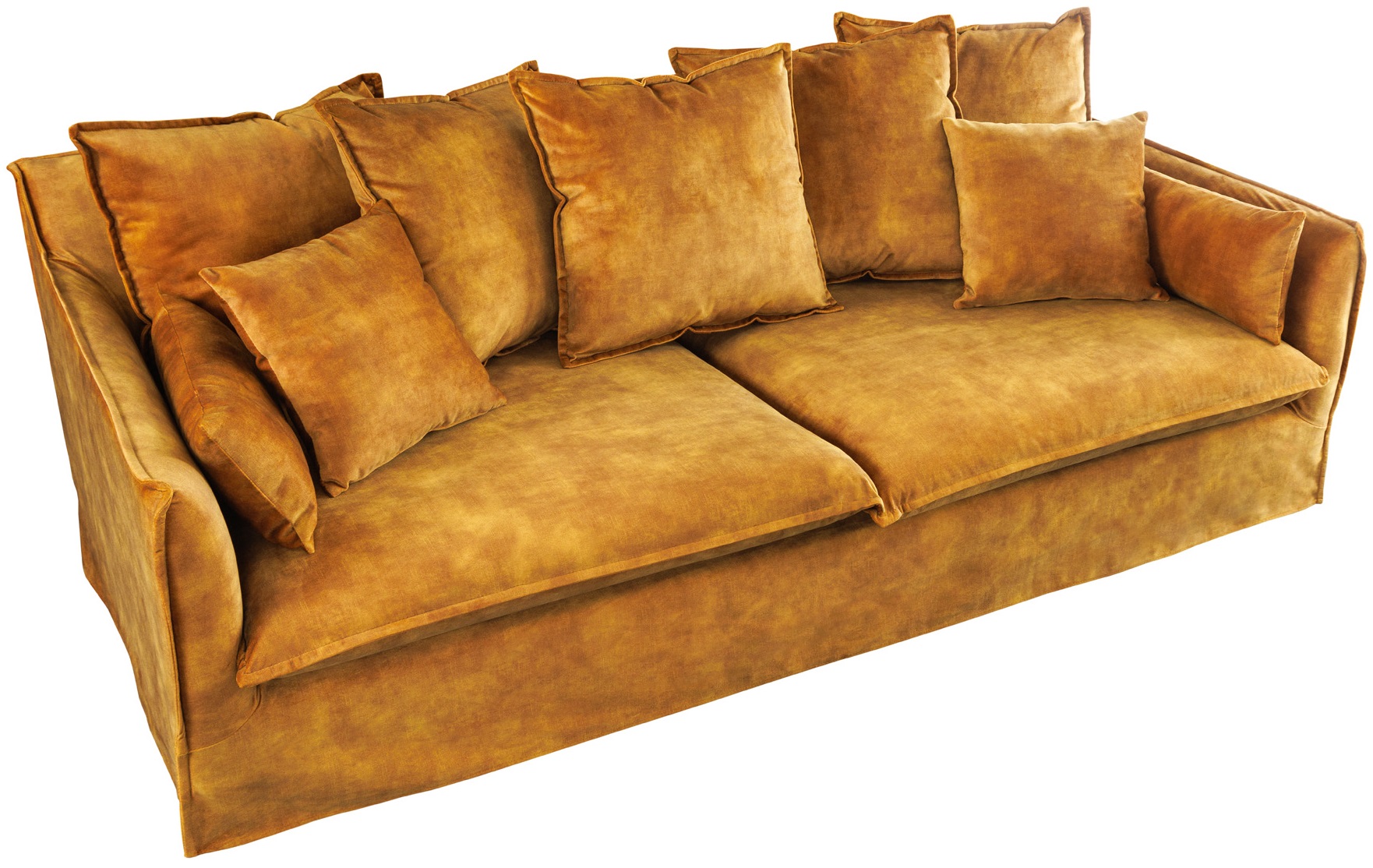 Sofa do salonu poliester aksamit musztardowa 210 cm – grafika-1.