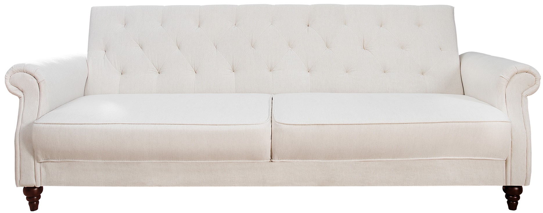 Sofa do salonu poliester strukturalna tkanina kremowa z nogami z drewna kauczukowego – grafika-1.