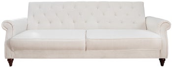 Sofa w kolorze kremowym z tkaniny strukturalnej z nogami z drewna kauczukowego – grafika-1.