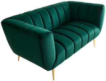 Sofa aksamitna szmaragdowa do salonu z metalowymi nogami w stylu nowoczesnym – grafika-1.