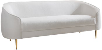 Elegancka sofa do salonu w białej tkaninie boucle z metalowymi nogami – grafika-1.