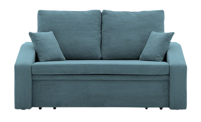 Sofa z pojemnikiem rozkładana sztruksowa błękitna 148 cm – obraz-1