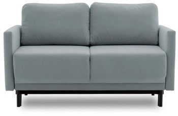 Sofa jasnoszara z funkcją spania tkanina trinity welurowa 146 cm – obraz-1