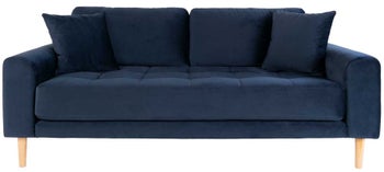 Sofa 2 osobowa niebieska nogi drewniane 180x93 cm – grafika-1.