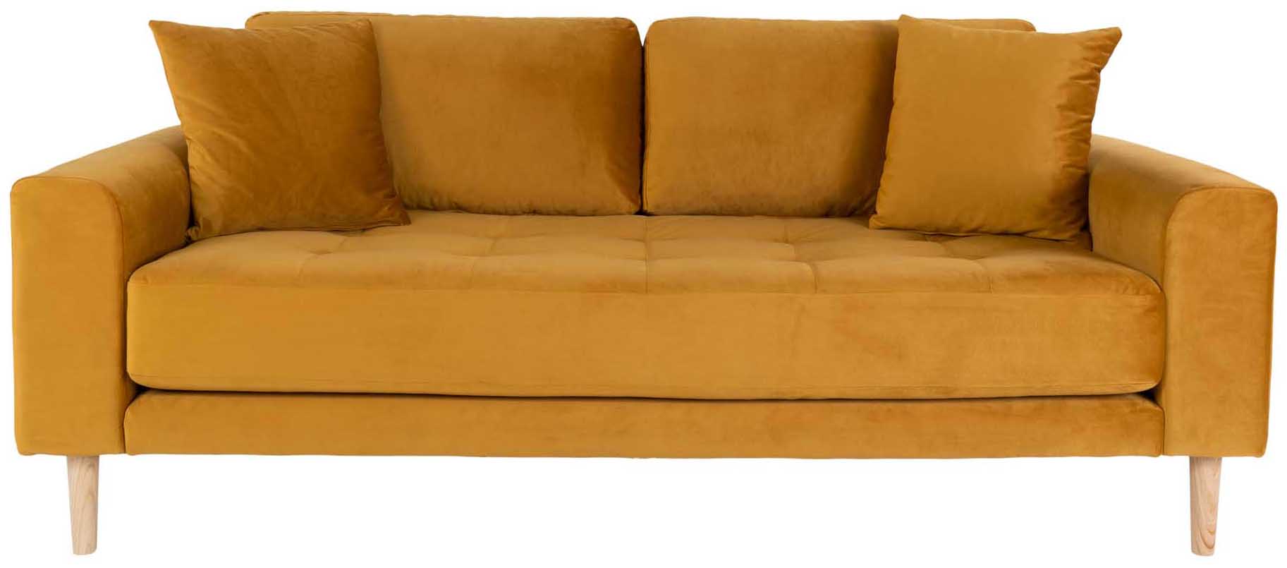 Sofa Lido 2 os. 180 cm welur musztardowa – grafika-1.