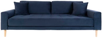 Sofa 3 osobowa niebieska nogi drewniane 210x93 cm – grafika-1.