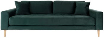 Sofa 3 osobowa zielona nogi drewniane 210x93 cm – grafika-1.