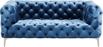 Canapea Look 2 locuri catifea Albastru – imagine-1.