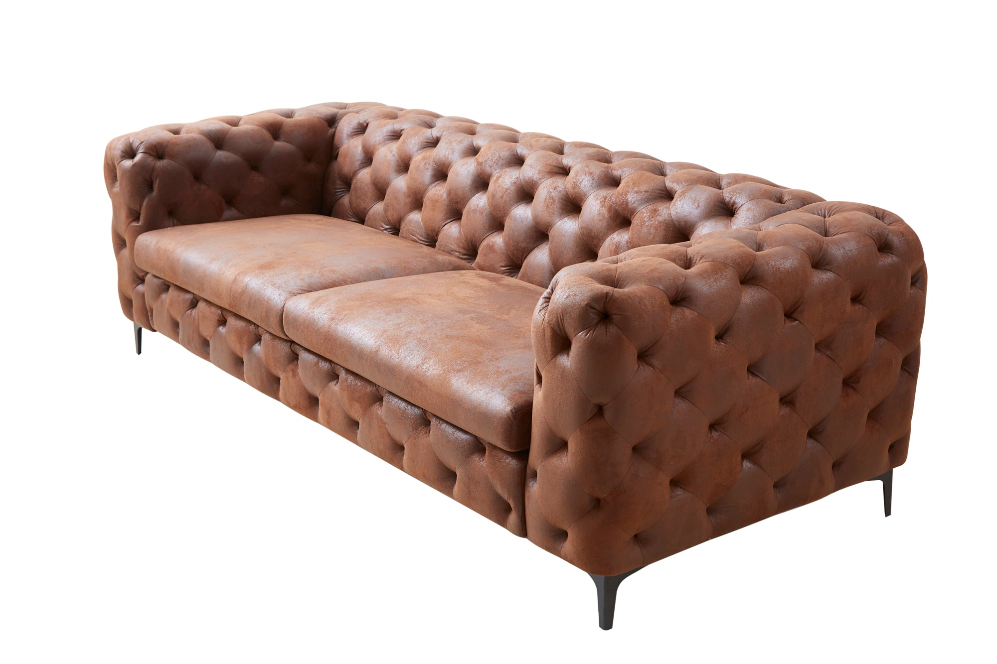 Sofa MODERN BAROCK 240 cm 3-osobowa, mikrofibra antyczny brąz, styl chesterfield – grafika-1.