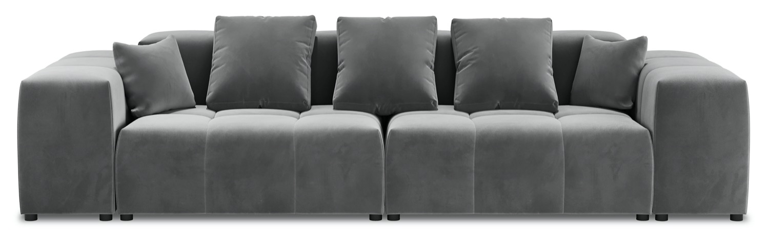 Sofa modułowa 3 osobowa welurowa szara 340x130 cm – obraz-1