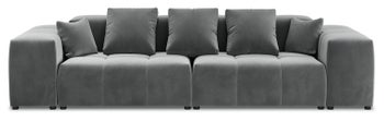 Sofa modułowa 3 osobowa welurowa szara 340x130 cm – obraz-1
