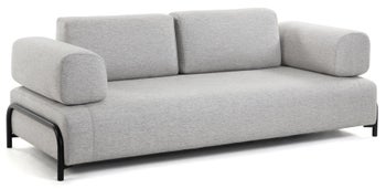 Sofa 3 osobowa szara nogi czarne 232x98 cm – obraz-1