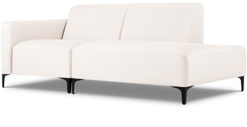 Sofa modułowa ogrodowa biała otwarta prawa 198x73 cm – obraz-1
