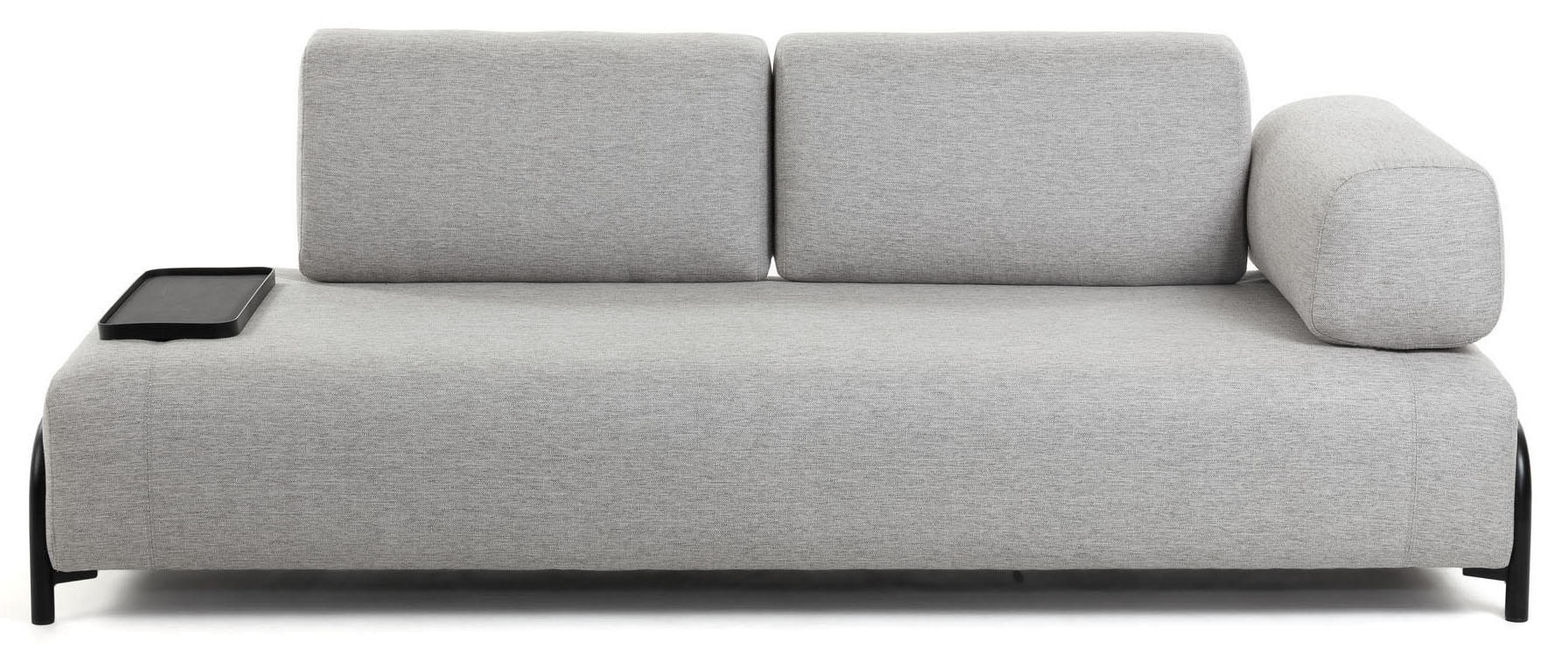 Sofa modułowa z małą tacką szara 232x98 cm – obraz-1