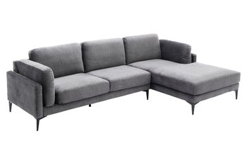 Sofa narożna MANHATTAN 295 cm z szezlongiem prawym, welwet ciemnoszary – grafika-1.