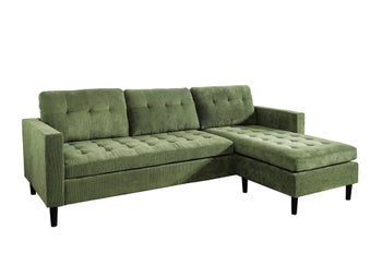 Sofa narożna STOCKHOLM 220 cm, 3-osobowa, sztruks zielony – grafika-1.