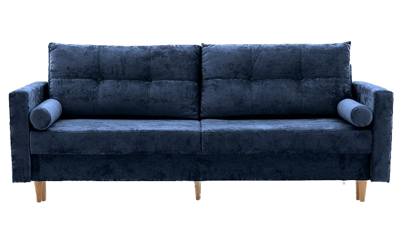 Sofa nowoczesna rozkładana 212 cm granatowa tkanina welwetowa – obraz-1