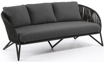 Sofa ogrodowa 3 osobowa czarna 180x77 cm – obraz-1