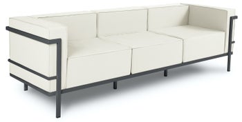 Sofa ogrodowa 3 osobowa metalowa beżowa 230x70 cm – obraz-1