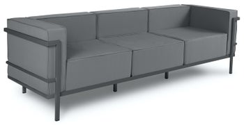 Sofa ogrodowa 3 osobowa metalowa szara 230x70 cm – obraz-1