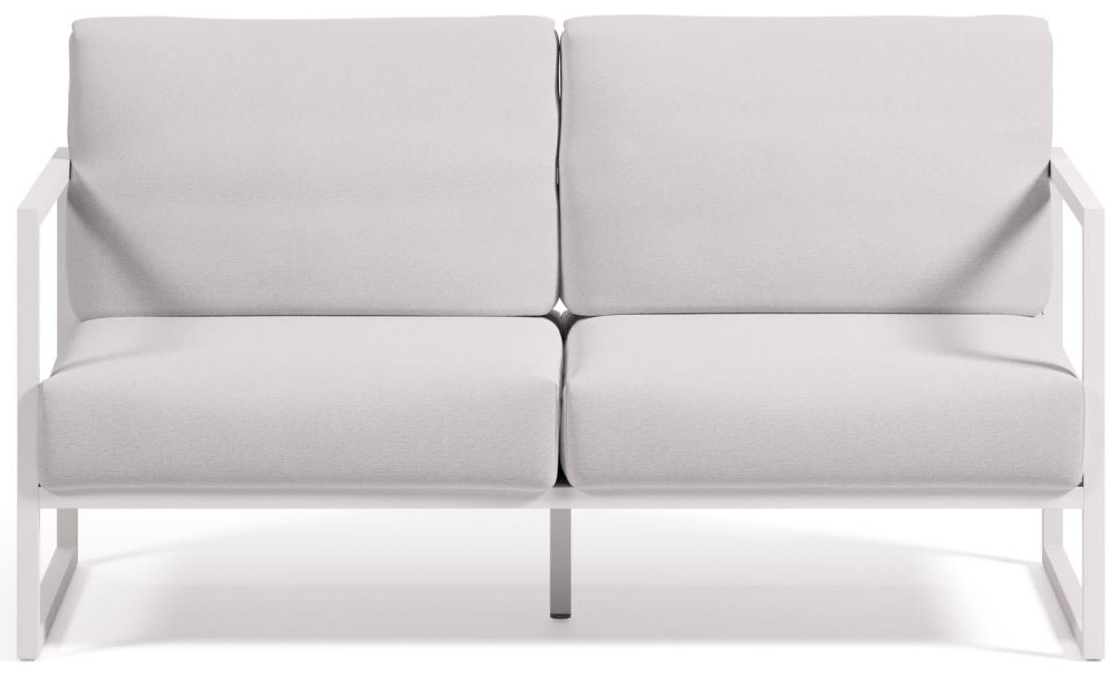 Sofa ogrodowa 2-os. 152 cm biała - rama aluminium – obraz-1