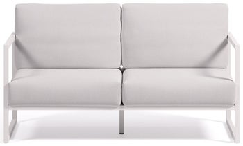 Sofa ogrodowa 2-os. 152 cm biała - rama aluminium – obraz-1