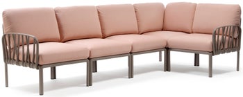 Sofa ogrodowa Komodo Rosa Quarzo 294x154 cm różowa nogi brązowoszare – obraz-1