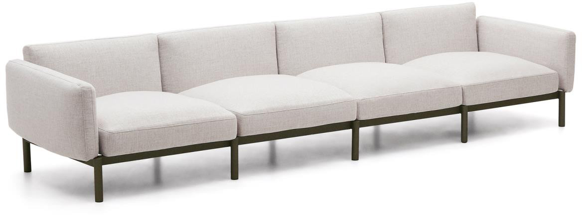 Sofa ogrodowa modułowa 4-osobowa beżowa z aluminiową podstawą 113x371cm – obraz-1