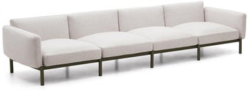 Sofa ogrodowa modułowa 4-osobowa beżowa z aluminiową podstawą 113x371cm – obraz-1