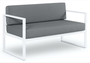 Sofa ogrodowa 2 osobowa metalowa szara 130x65 cm – obraz-1