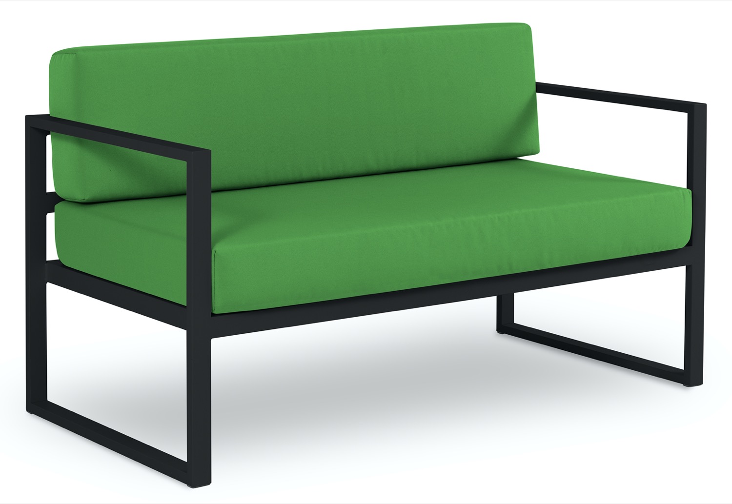 Sofa ogrodowa 2 osobowa metalowa zielona 130x65 cm – obraz-1
